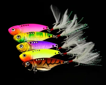 

50pcs VIB 11.8g 5.5cm Hard Fishing Lure VIB Bait with Treble Hooks 5 Colors Fishing Tackle