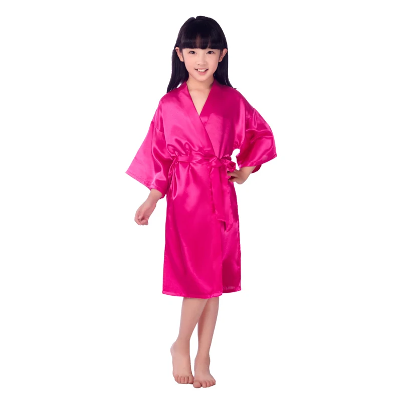 Sleepwear & Robes comfortable Wholesale Link Flower Girl Rhinestones Children Girl Satin Silk Kimono Robe Bathrobe Kids Sleepwear for Wedding Spa Party B2 pajama sets button up	