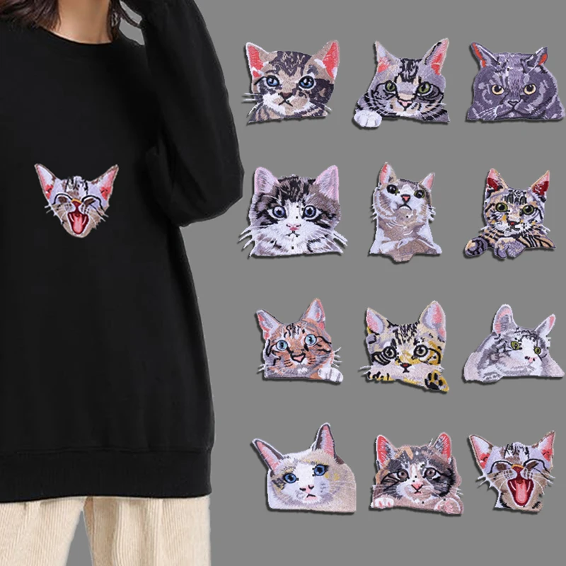 Cartoon Cat Clothes Decoration 1PC Cute Iron On Patch Jeans Pocket For High Quality Popular Bag Applique | Дом и сад
