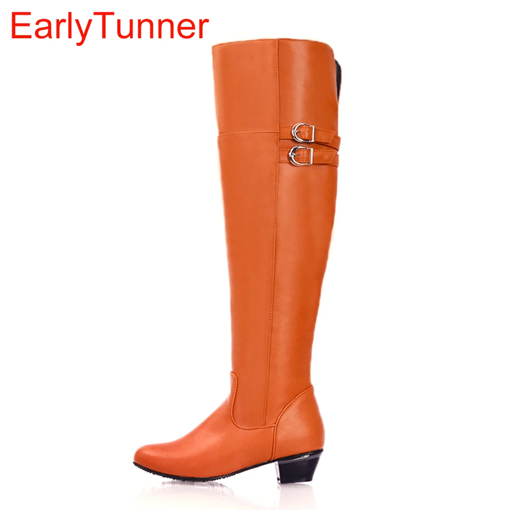 

Brand New Fashion Black Brown Orange White Women Over the Knee Thigh High Boots Ladies Winter Shoes AQ2B Plus Big Size 12 30 47