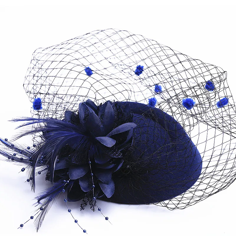 

18 colors Fascinator with Feathers and Veiling ladies day Wedding Bridal Party Wedding Brides Hair accessories bride headdress
