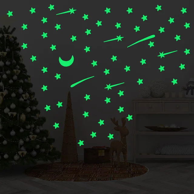 Фото Светящиеся Стикеры-звезды спальня диван флуоресцентная живопись игрушка ПВХ