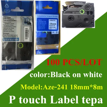 

100PCS handmade label maker Mixed TZe-241 label tape 18mm Compatible paper tags Aze-241 For P touch label Printer Free shipping