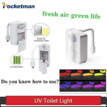 

UV Sterilization Toilet Light 16 Changing Motion Sensor Activated RGB PIR LED Night Light Seat Battery-Operated For Toilet Bowl