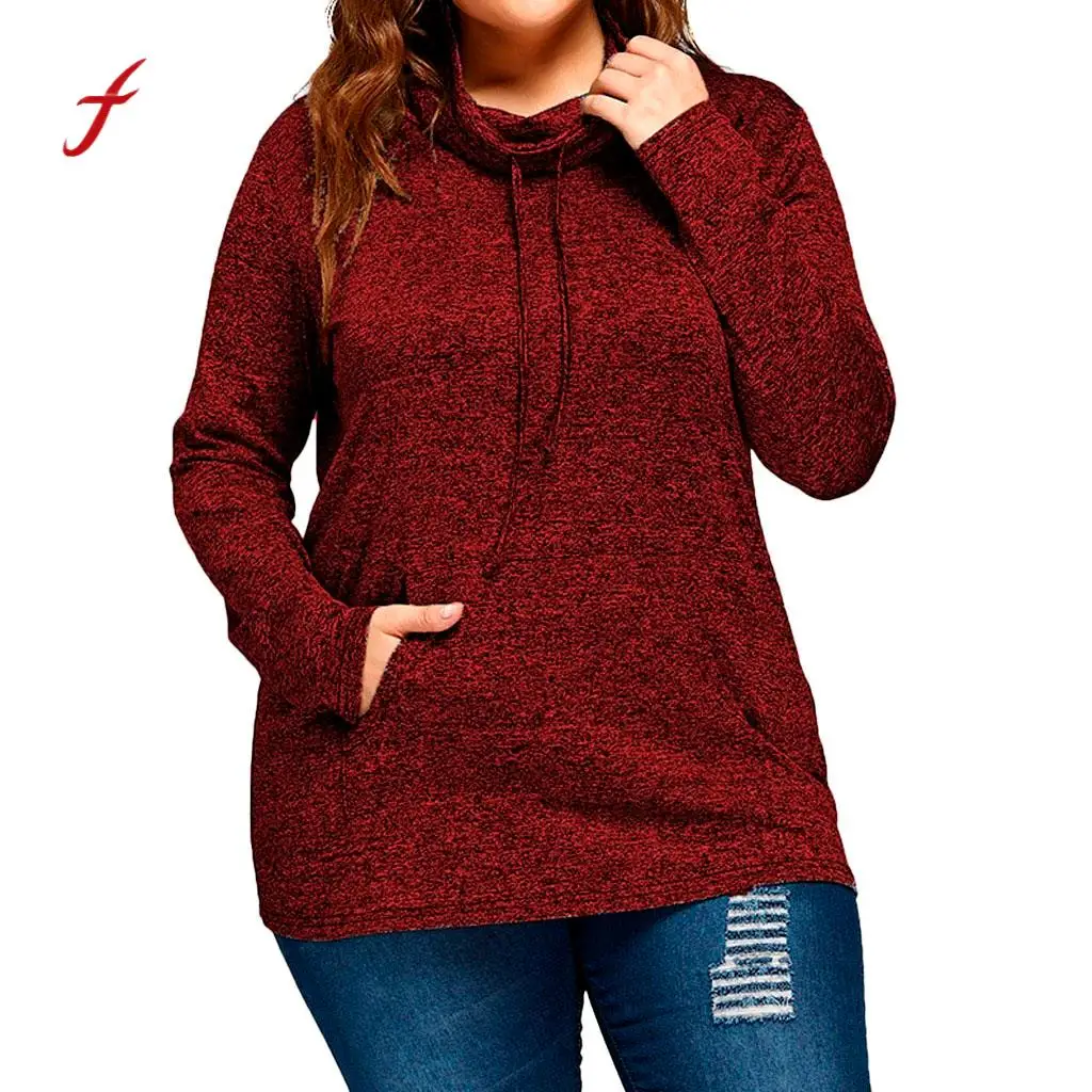 feitong High Quality T Shirt Women Casual Solid Cowl Neck T Shirt