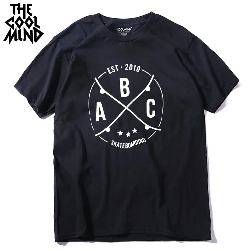 

COOLMIND SK0111A 100% cotton cool skateboard print men T shirt casual short sleeve loose men Tshirt o-neck t-shirt pthd