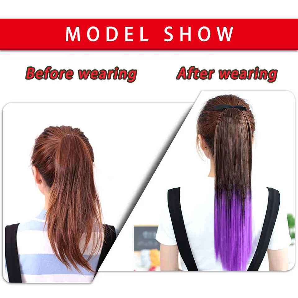 Long Postiche Hairpiece Pony Tail Hair Extensions Clip On Hair Extension Natural Afro Straight Drawstring Ponytail Synthetic