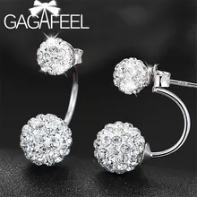 GAGAFEEL элегантные серьги с кристаллами AAA из стерлингового серебра 925 пробы круглые сережки с шаром ювелирные изделия для женщин офисные женские романтические подарки