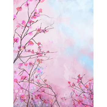 

Computer-painted pink Watercolor cherry blossoms Photography Background Photo Studio Backdrop 5X7ft F-2012