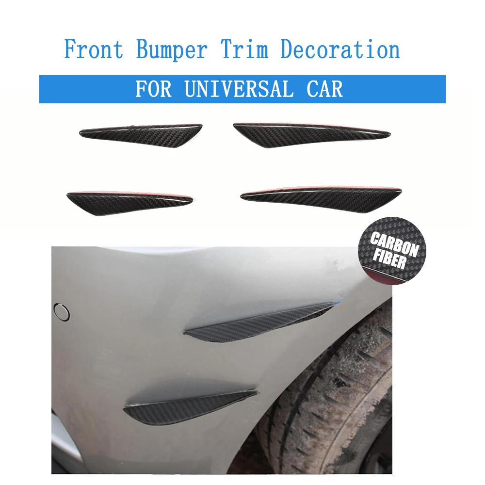 Carbon Fiber Universal Front Bumper Trim Decoration Fit For Any Automobile Custom Trunk Trim Sticker Car