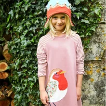 Jumping meter/платье с длинными рукавами для девочек; Повседневная хлопковая одежда с аппликацией в виде животных для маленьких девочек; весенне-осенняя и зимняя одежда для малышей