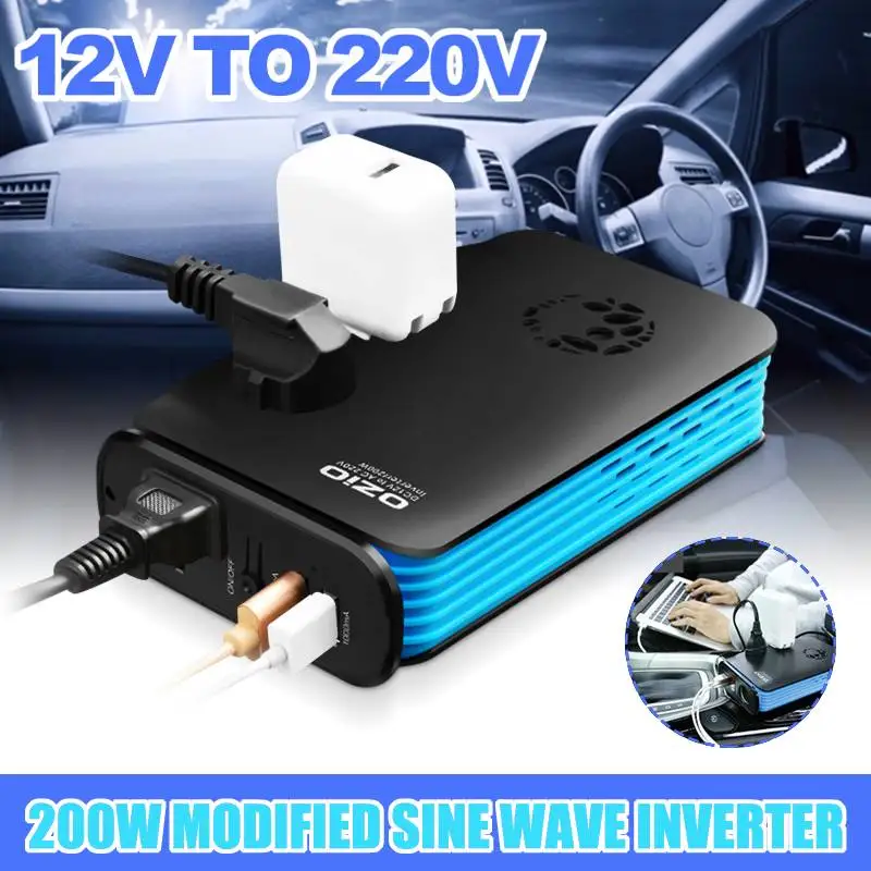 

Mini Car Inverter 12V 220V 200W Voltage Converter Transformer DC 12V To AC 220V Display Inverter Inversor