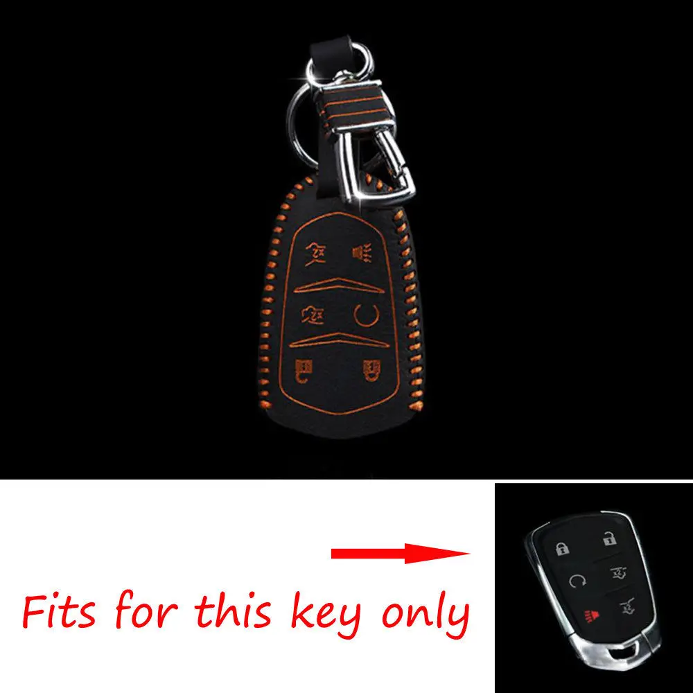 Кожа автомобильный держатель дистанционный ключ для Cadillac Escalade CTS ATS Smart Remote чехол с брелок для ключей