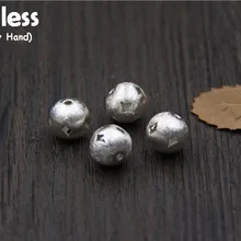 Uglyless Настоящее S925 стерлингового серебра бобы фурнитура для бусин ювелирных украшений Hand-Made полые шары Spacer Бусины Ручной работы Мини выводов Bijoux(украшения своими руками