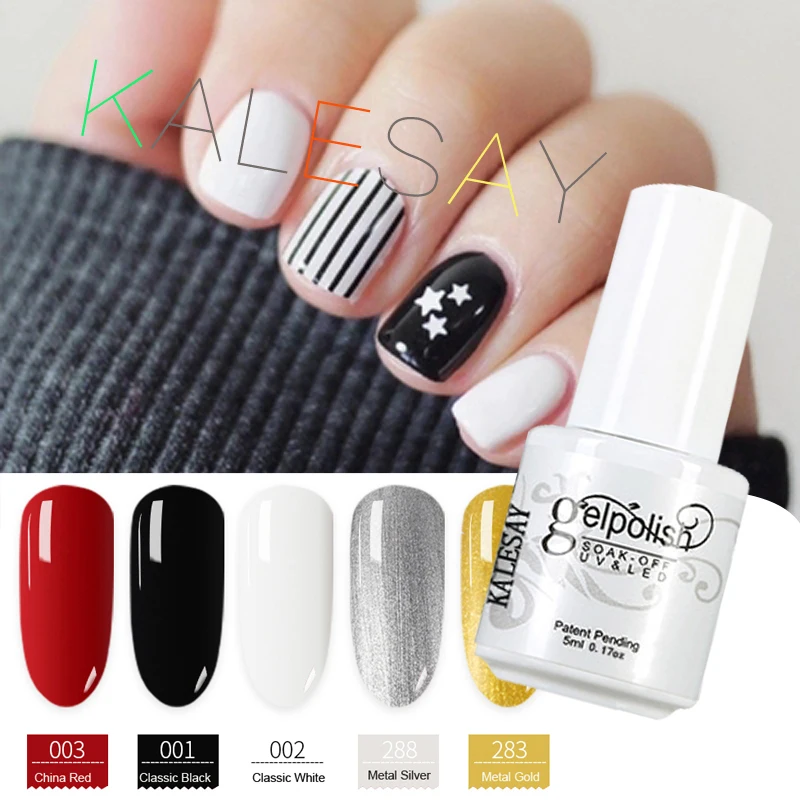

5ML Nail Soak Off Gel Lacquer White Black Nail Varnishes Manicure Removal Of The Gel Varnish UV Gel Nail Polish Gelpolish