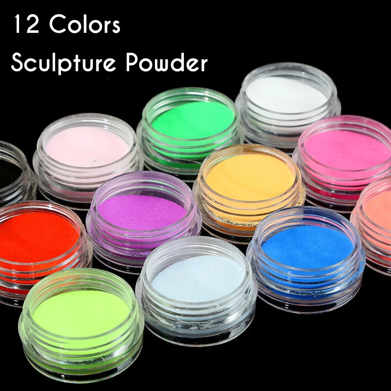 

12pcs Nail Art Scupture Powder UV Gel Manicure 3D Nail Tips Decoration Acrylic Nails Pattern Design Nail Art Decoration Supplies