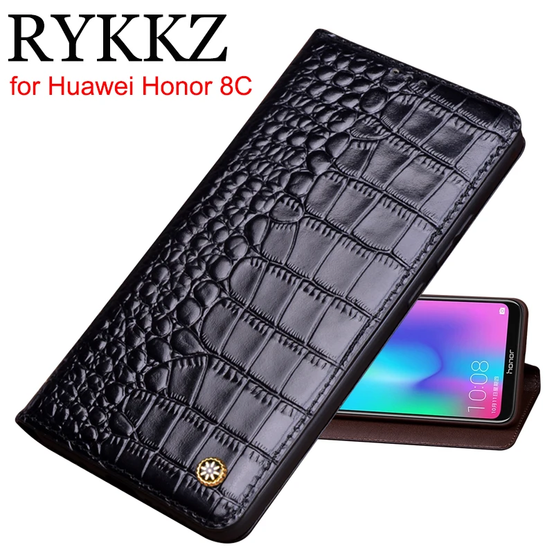 Чехол книжка из натуральной кожи для Huawei Honor 8C Магнитный чехол 8X кожаный чехлы