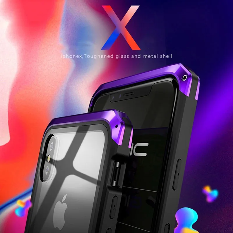 Роскошный Металлический стеклянный чехол для iphone XS MAX XR Алюминиевый