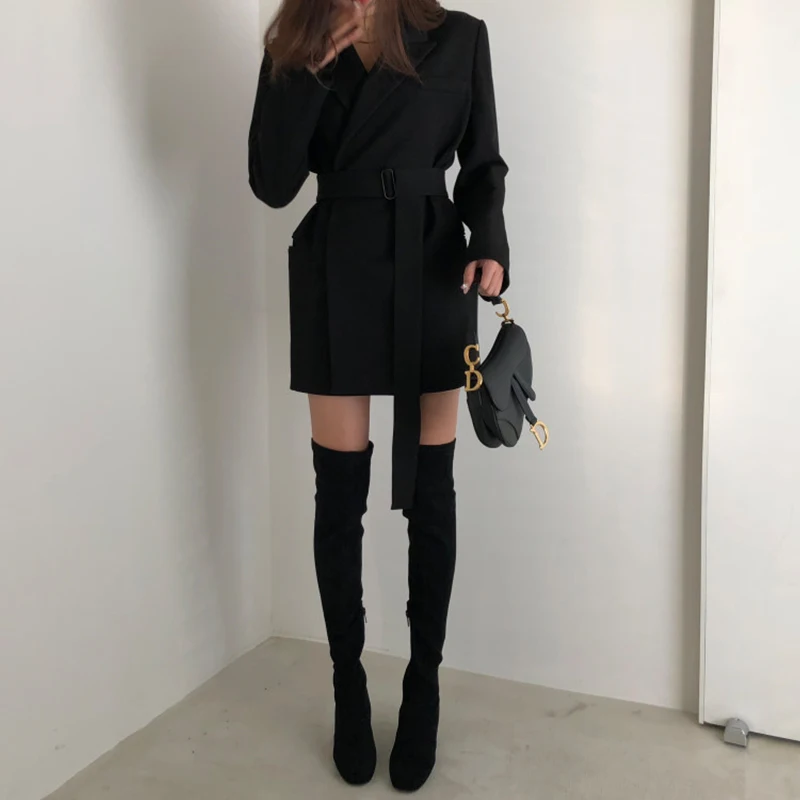 2019 Slim Blazers Women Autumn Suit Jacket Female Work Office Lady Suit Black None Button BusinessBlazer Coat Fashion ins Z027