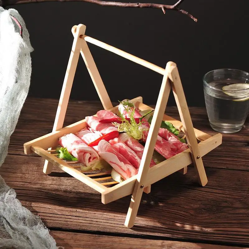 Bamboo tray goose intestines frame hot pot barbecue beef mutton shop creative duck hanging shelf hanger bacon food | Дом и сад