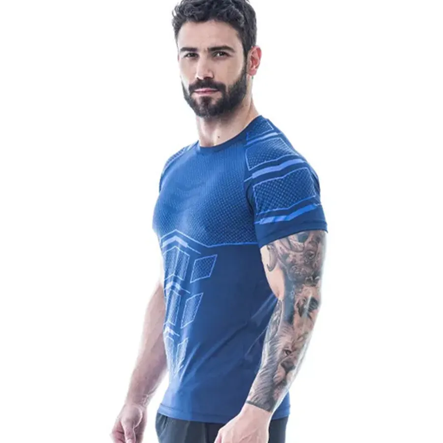 New Running Men Fitness T-shirt Sport Shirt Men Short Sleeve Quick Dry Bodybuilding Tight T Shirt Gym Mens Tshirt Tee Tops