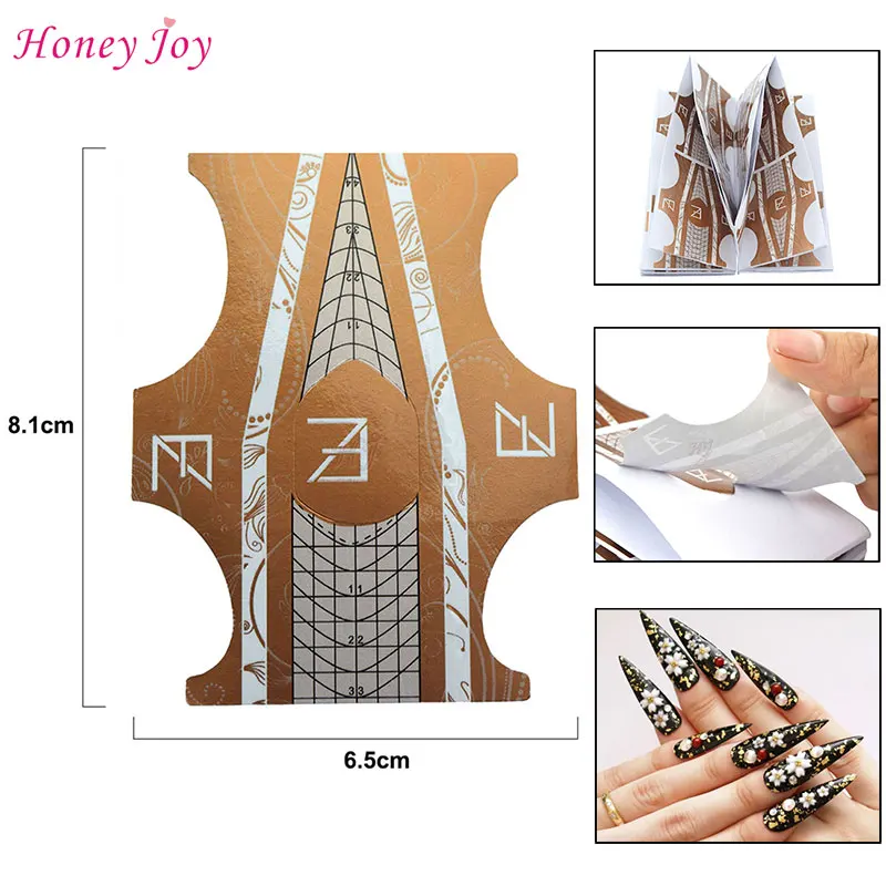 

100pcs Professional Dual Use Nail Forms for Rhombus & Stiletto Tips UV Gel Acrylic Nails Extension Nail Art Tool Self-Adhesive