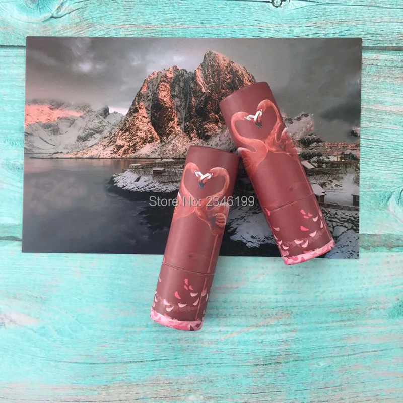 Papery Lip Balm Tube Empty Papery Lipstick Tube 12.1mm Empty Red Flamingo Lip Balm Tube With Box Empty Lipstick Packaging (3)