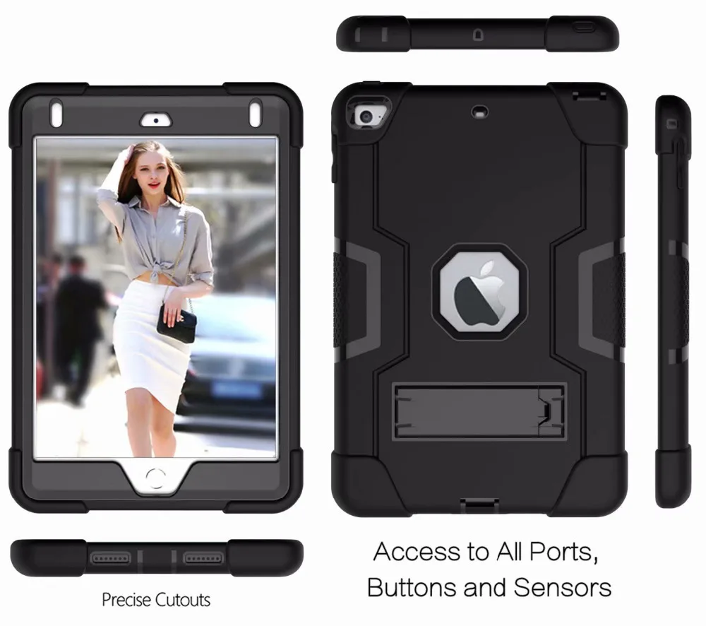Гибридный трехслойный противоударный прочный защитный чехол с откидной подставкой для iPad Mini 5 7," /iPad mini 4