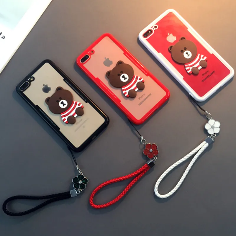 Cute Cartoon Bear Phone Case For iPhone 5 5s SE 6 6S 7 8 Plus iPhone 8 Cover & Clover Strap For iPhone XS Max XS X iPhone 7 Cute Cartoon Bear Phone Case For iPhone 5 5s SE 6 6S 7 8 Plus iPhone 8 Cover & Clover Strap For iPhone XS Max XS X iPhone 7