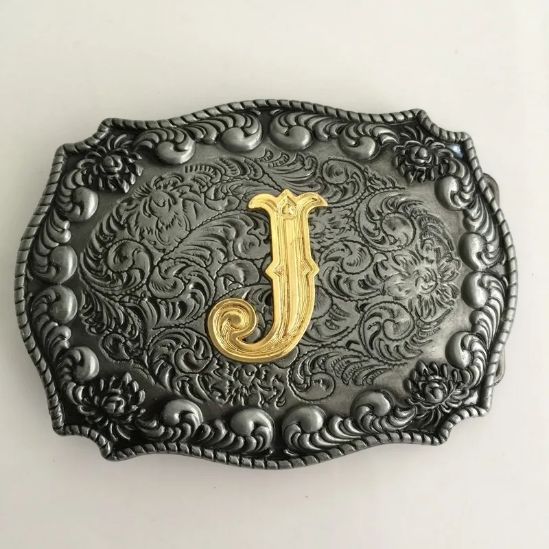 

Letter"J" Western Pattern Rodeo Initial Belt Buckle SW-BY449 suitable for 4cm wideth belt with continous stock