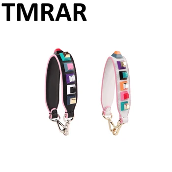 

New 2019 Fashion classic genuine leather studs short strap brand straps hot and chic necessary women shoulder belts qn200