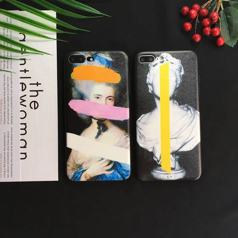 Винтажная черная шелковая картина маслом для Iphone 66s 78 78plus x/Xs Xr Xsmax David Doodle чехол из
