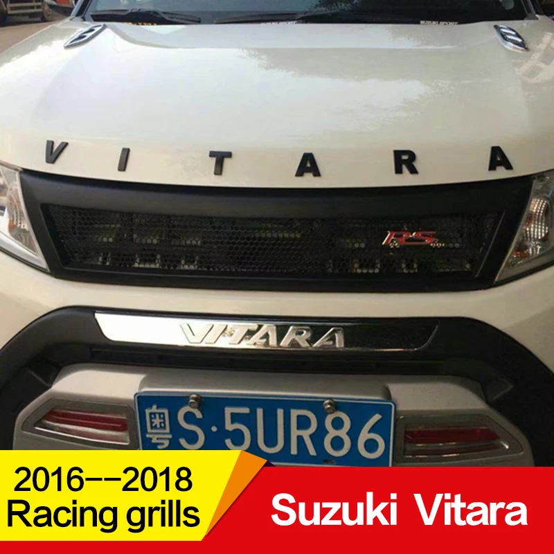 Подходит для гоночных грилей Suzuki Vitara,, 17, 18 лет, углеродное волокно, Refitt, передняя, Центральная, гоночная решетка, крышка, аксессуары, без логотипа автомобиля