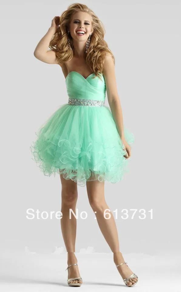 2014 New Arrival Sexy Sweetheart Royal Blue Mint Green Tulle Cocktail