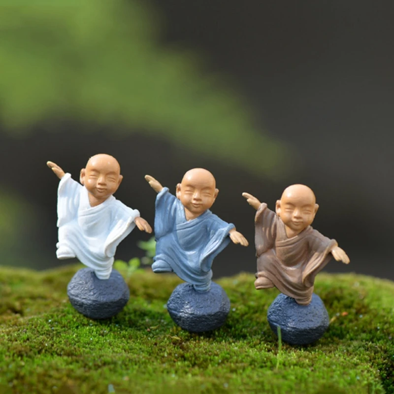

Monk Figure Ornaments Kung Fu Doll Toy Micro Landscape Garden Decorations Miniature Craft Home Decor
