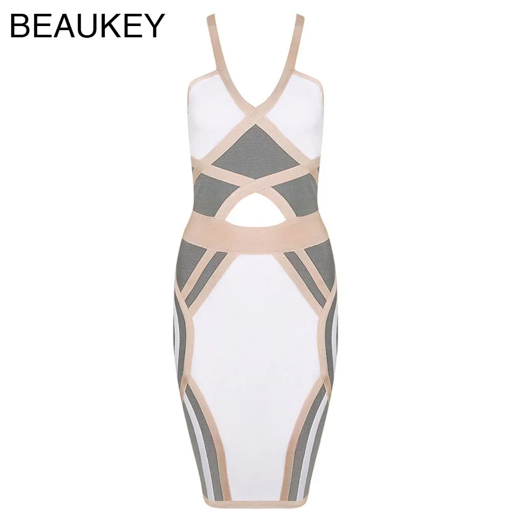 Spaghetti Strap 2016 Sexy Women Dresses Bodycon Patchwok Bandage Dress