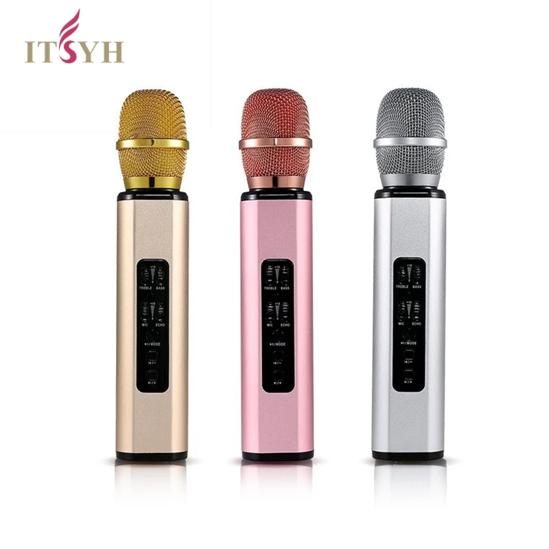 

ITSYH Wireless Microphone Speaker Recording Karaoke Condenser Microphone Speaker studio Sound Wireless Bluetooth Microphones