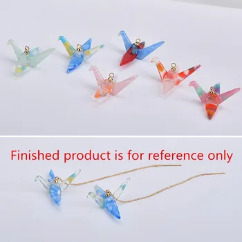 

Min order 10pcsc/lot color pattern print cartoon Paper crane shape acrylic/acetic acid birds beads diy jewelry earrings pendant