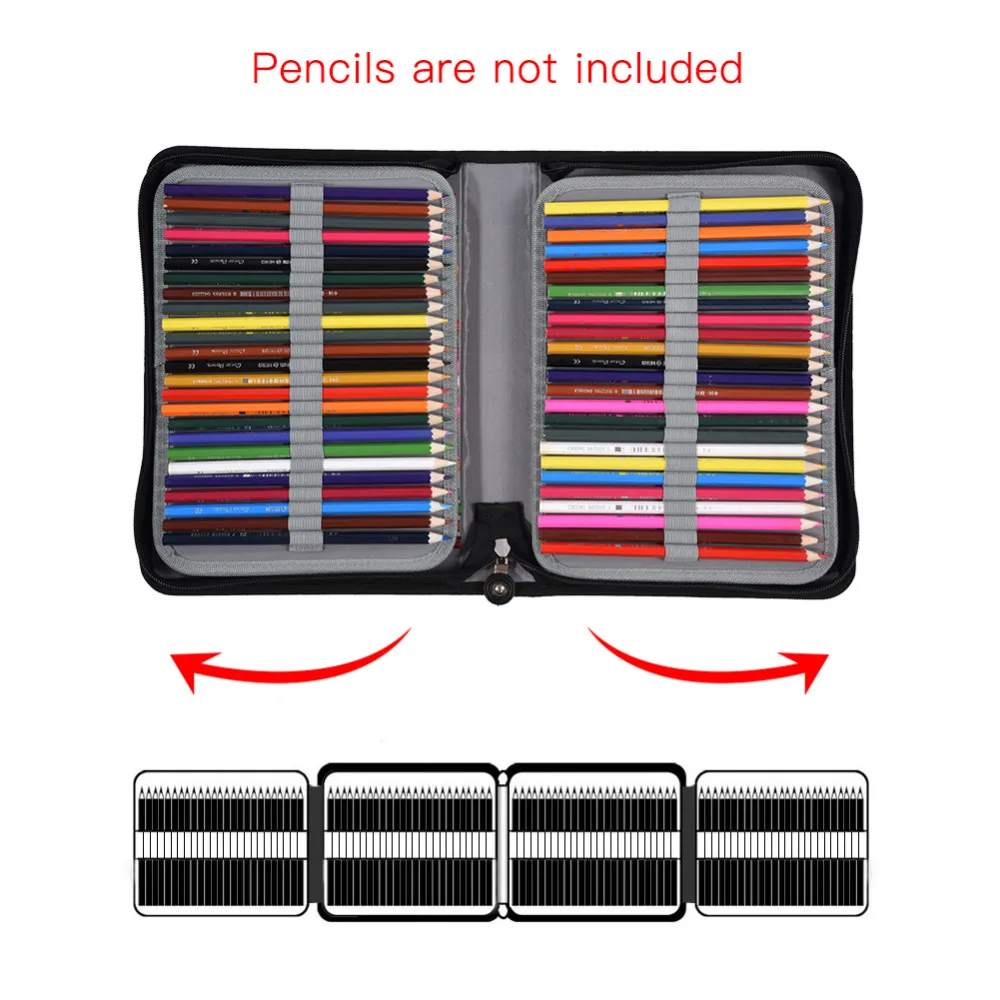 150 слотов для карт из искусственной кожи школьный Карандаш Чехол большой Ёмкость Цветной Карандаш сумка-Органайзер на молнии карандашом мешок для товары для рукоделия