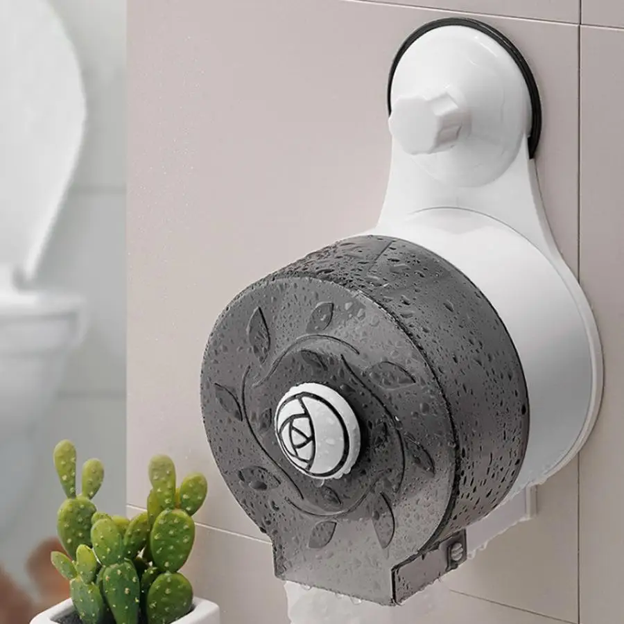 

Waterproof Toilet Roll Paper Holder Dispenser Tissue Storage Box Suction Cup Mounted paper towel holder