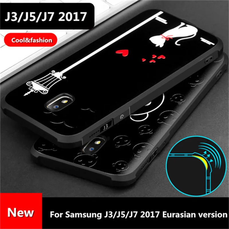 Для Samsung Galaxy J7 J5 J3 2017 Чехол Мягкий ТПУ 3D рисунком 360 Защитная крышка противоударный