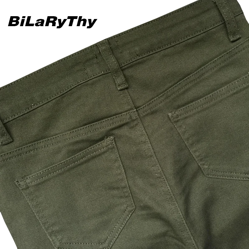 Bilarythy модные женские туфли Армейский зеленый Джинсы для женщин уничтожены рваные