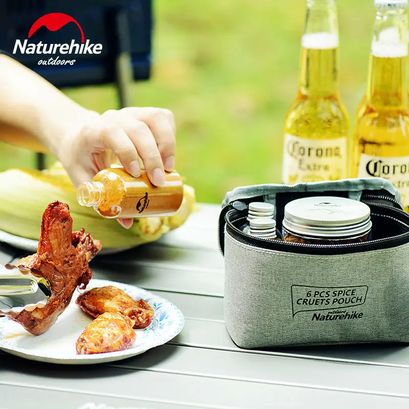 Naturehike 6 Unids/set Acampar Al Aire Libre Portable Botellas de Condimentos Kit Bien Sellada Latas Picnic BBO Condimento Contenedores Kits de Viaje