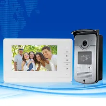 Nueva marca de 7 ”color con cable video de la puerta sistema de intercomunicación teléfono 1 IR cámara de visión nocturna del monitor + RFID para villa Envío rápido libre