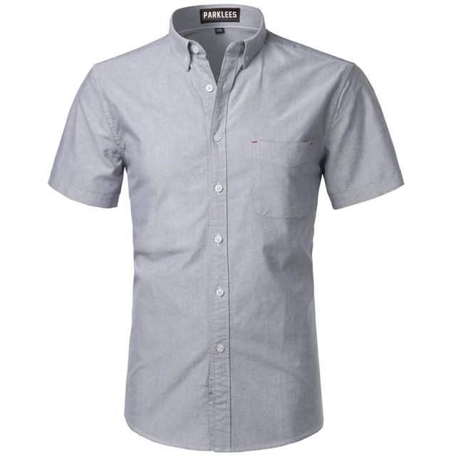 Oxford Shirt Men 2017 Brand New 100% Cotton Short Sleeve Mens Dress ...
