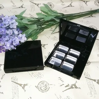 

50PCS Classical Black 6 Grids Eyeshadow Case Palettes Square Empty Cosmetic Blusher Lipstick Compact Container Packing Case
