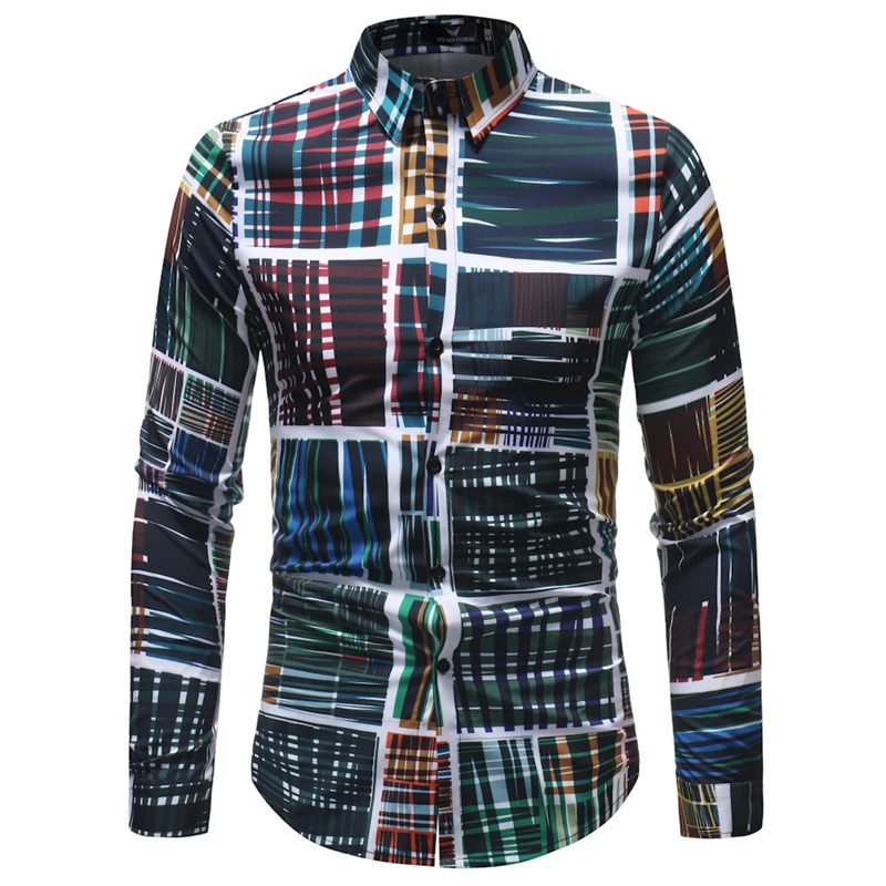 Fashion Mens Plaid Long Sleeve T Shirt Casual Slim Fit Dress Shirts Formal Tops