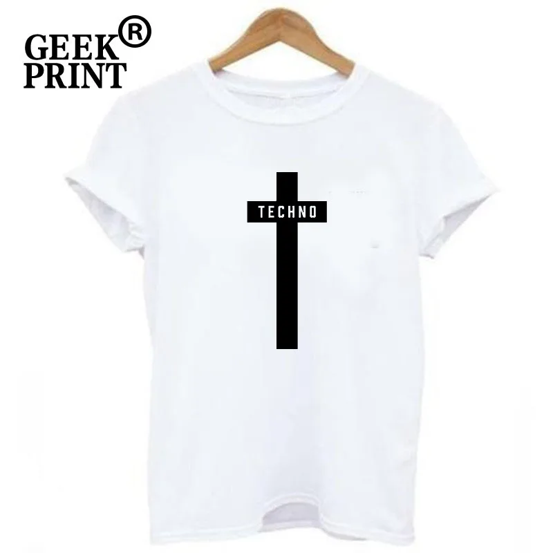 Женские топы TECHNO CROSS PRINTED T-Shirt Lady MUSIC FESTIVAL DETROIT TEE Прямая поставка