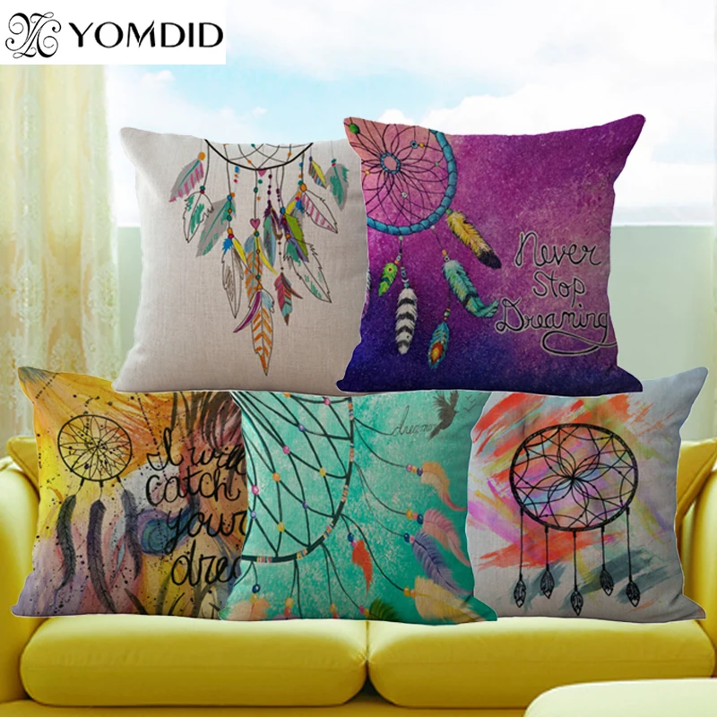 

Dreamcatcher printing cushion cover window sofa decorative pillow case dreaming cojines decorativos car sofa pillow set