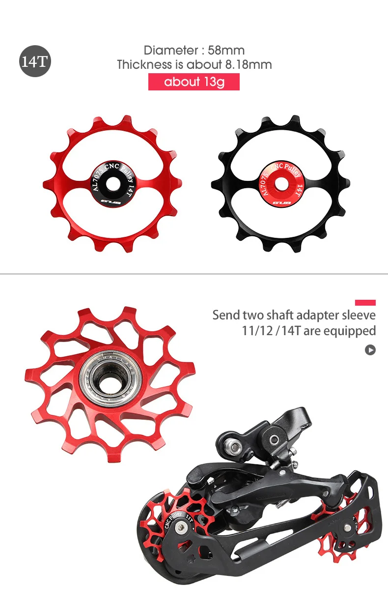 GUB 1 шт. 11T 12T 14T велосипедный задний переключатель шкив MTB дорожный велосипед задний переключатель ролик стальной подшипник Jockey колеса